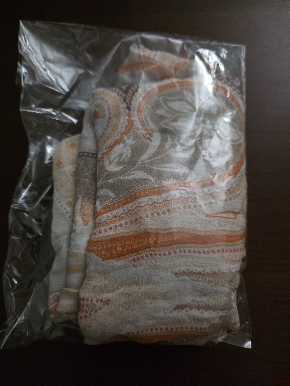 Etro Paisley Silk Scarf in Orange and Cream